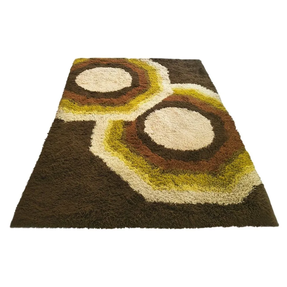 Tapis de luxe magnifique de l'ère spatiale des années 1970 par Desso avec étiquette d'origine.
