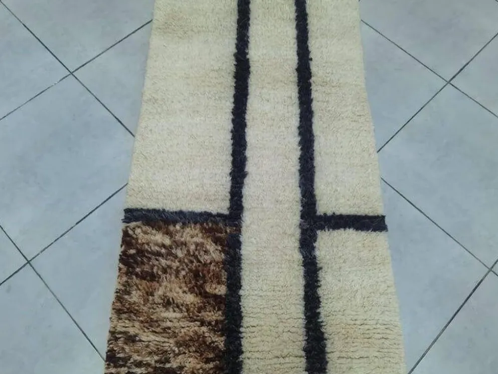 Tapis de passage marocain traditionnel artisanale 75/300 cm