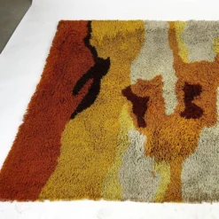 Tapis de salon italien en orange brûlé et beige des années 1960