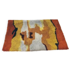 Tapis de salon italien en orange brûlé et beige des années 1960