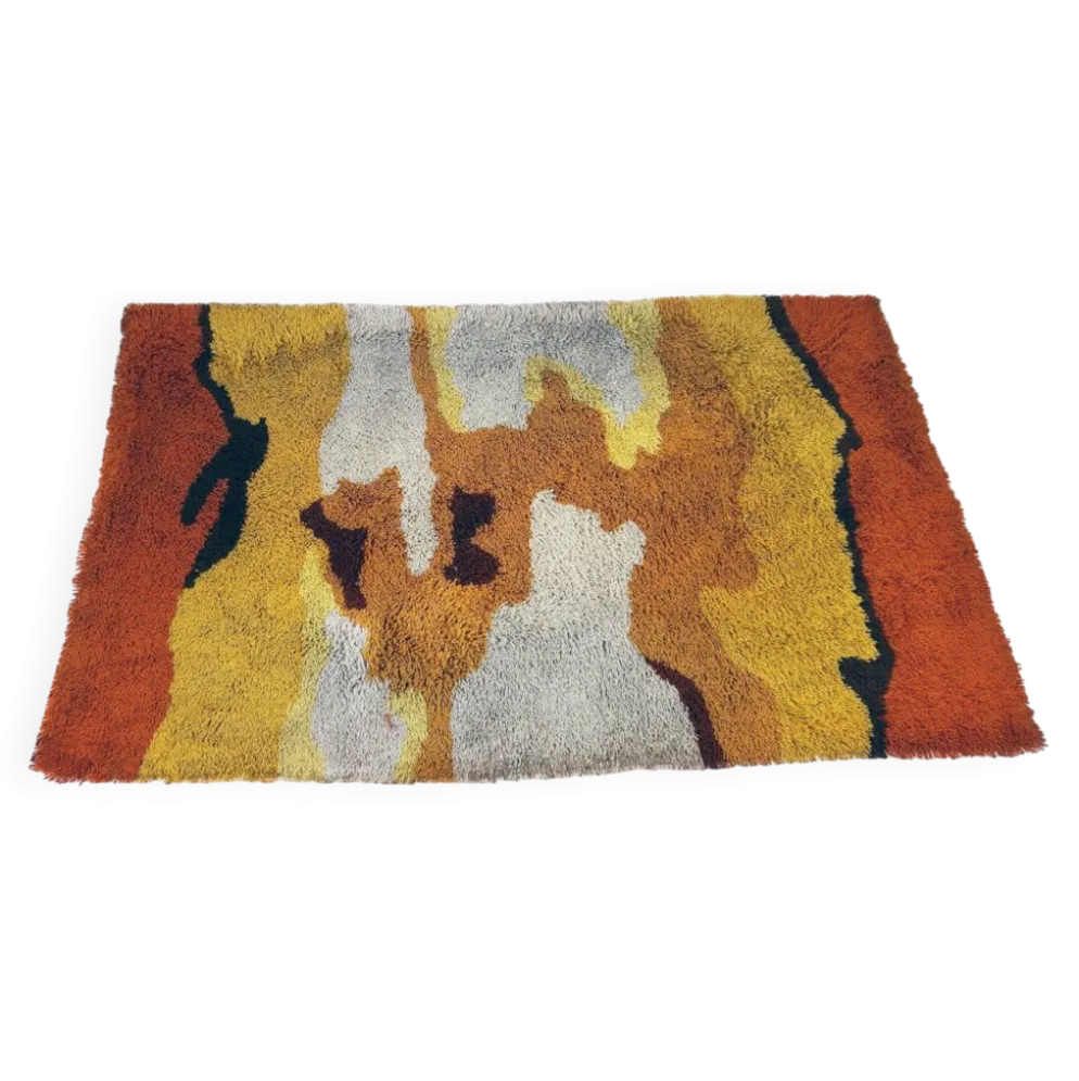 Tapis de salon italien en orange brûlé et beige des années 1960