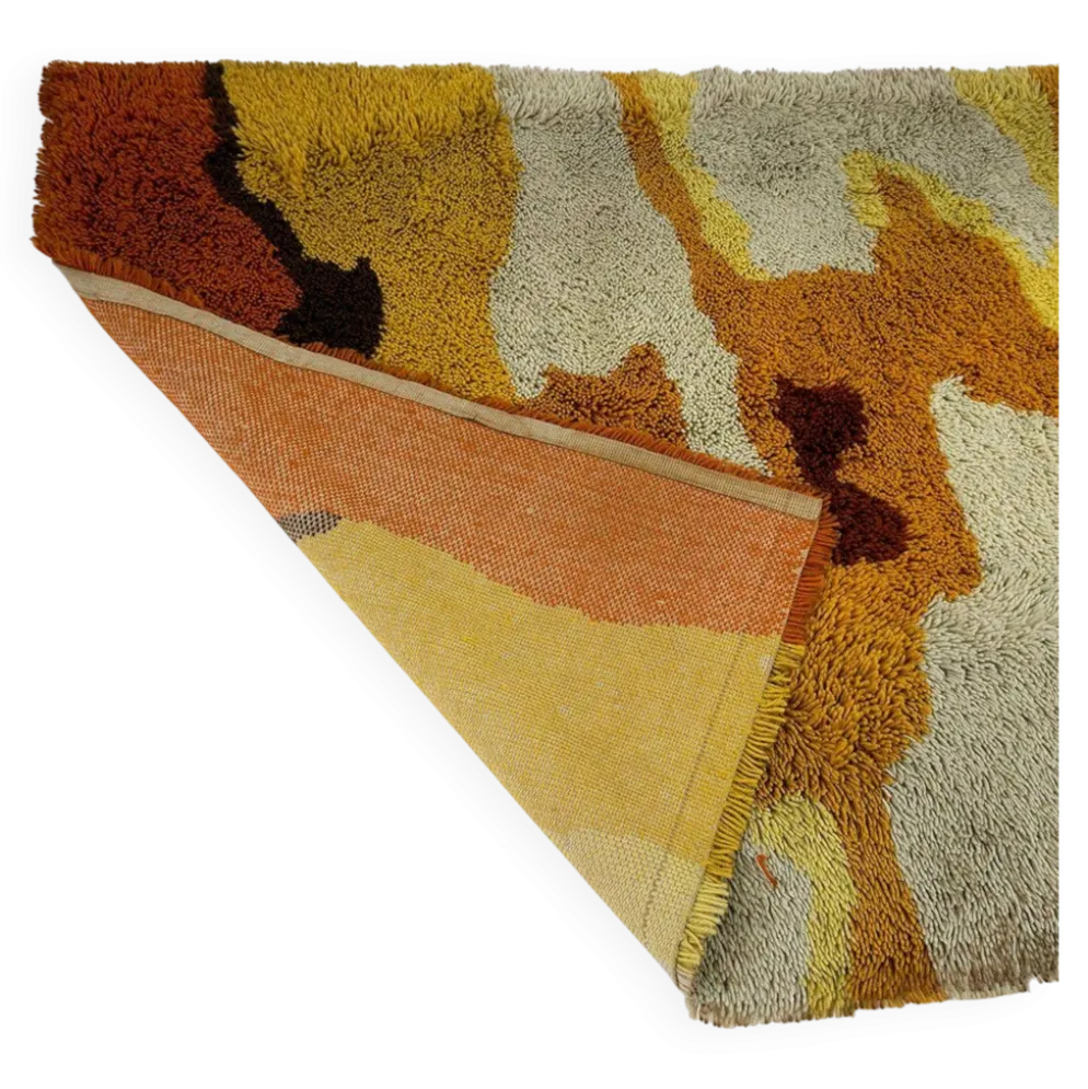 Tapis de salon italien en orange brûlé et beige des années 1960