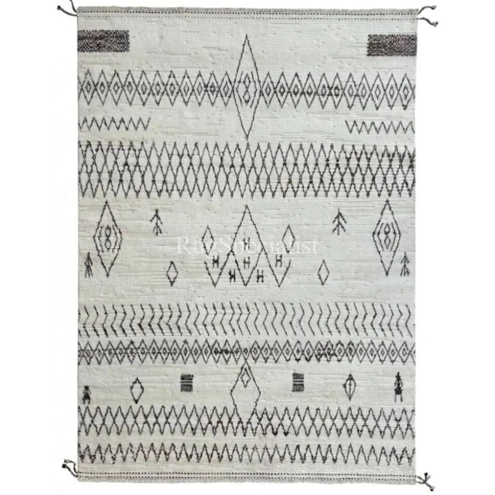 Tapis de style marocain fait main. 100 % laine naturelle. Tapis Beni Ourain moderne.