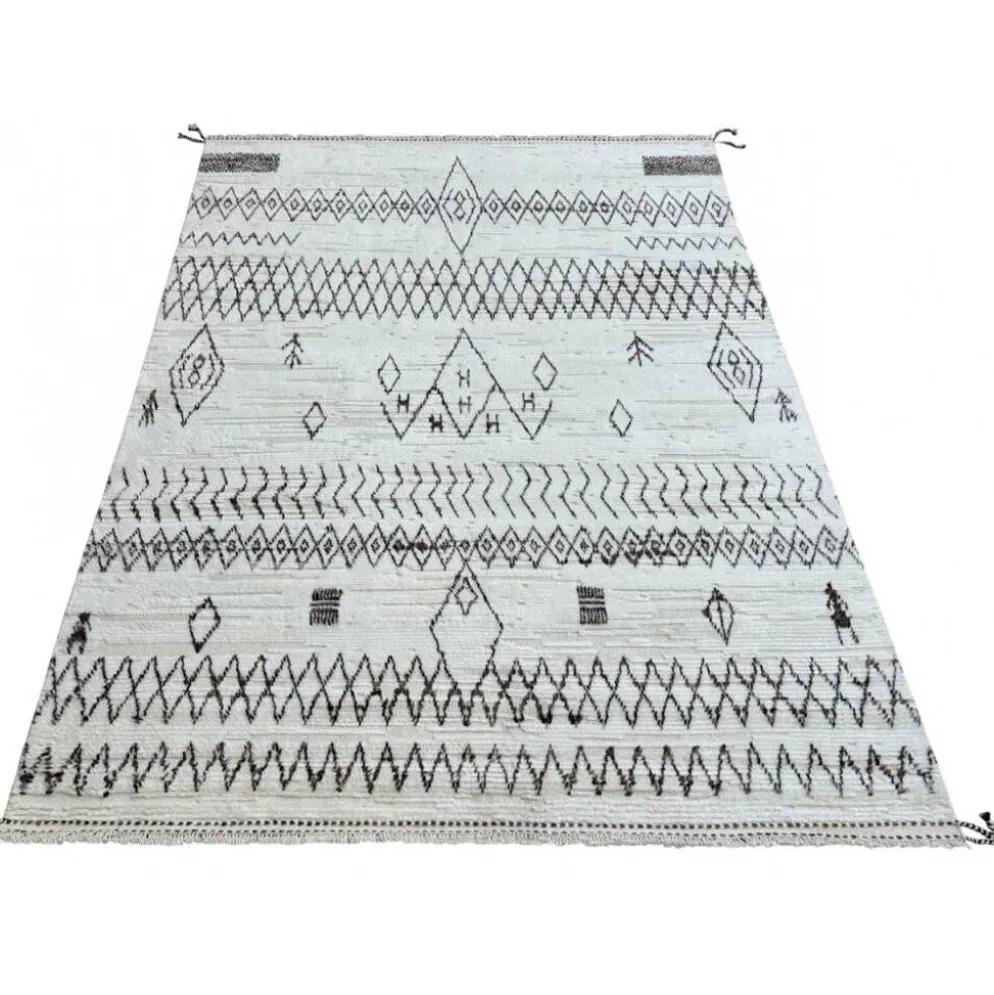 Tapis de style marocain fait main. 100 % laine naturelle. Tapis Beni Ourain moderne.