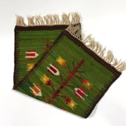 Tapis de table mural en kilim en laine Pologne années 1970