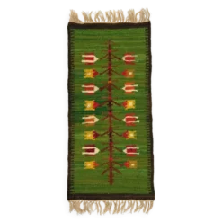 Tapis de table mural en kilim en laine Pologne années 1970