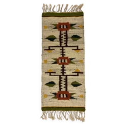 Tapis de table mural en kilim en laine Pologne années 1970