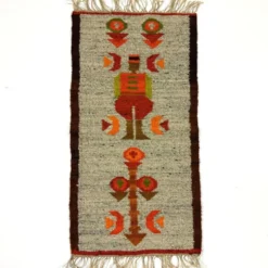 Tapis de table mural en kilim en laine Pologne années 1970