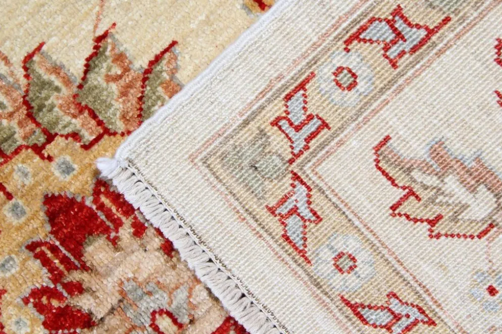 Tapis en laine crème à motif floral, fait main, style oriental moderne, pour salon, 176 x 228 cm
