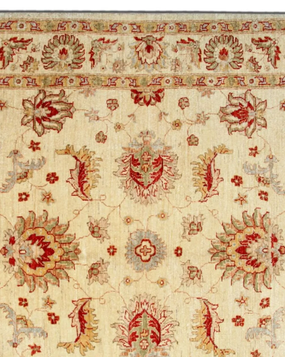 Tapis en laine crème à motif floral, fait main, style oriental moderne, pour salon, 176 x 228 cm