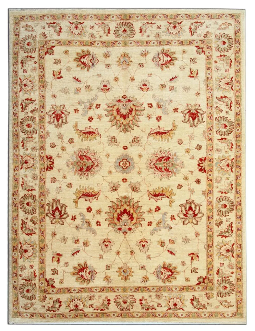 Tapis en laine crème à motif floral, fait main, style oriental moderne, pour salon, 176 x 228 cm
