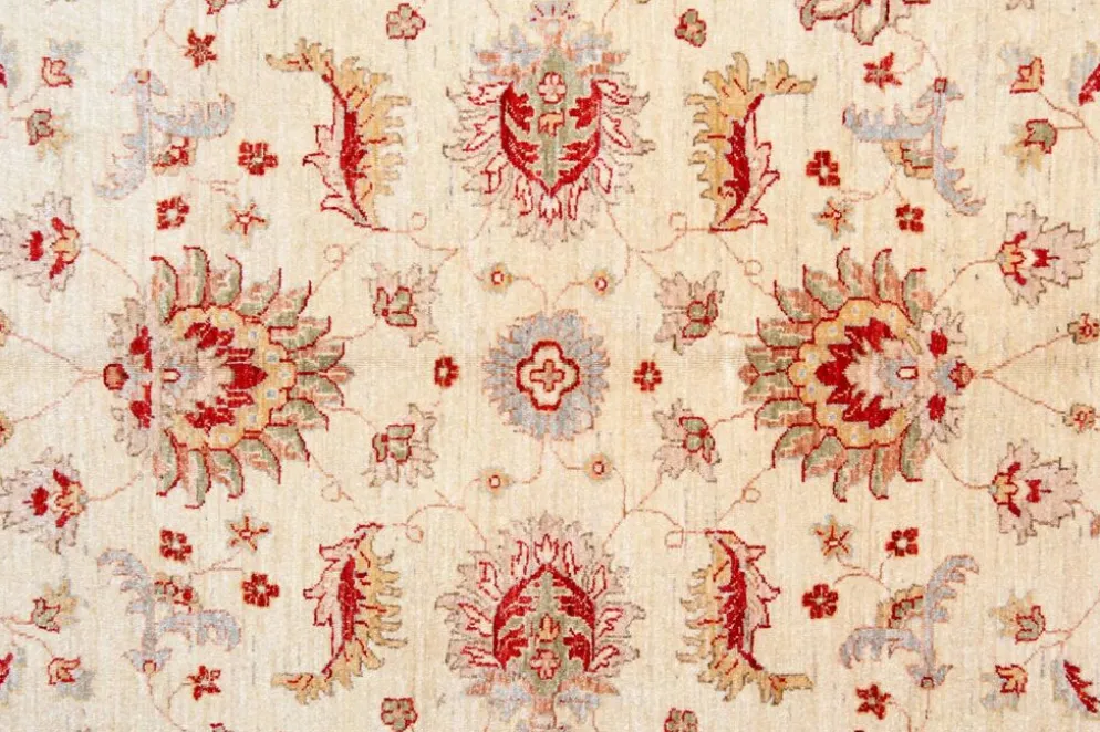 Tapis en laine crème à motif floral, fait main, style oriental moderne, pour salon, 176 x 228 cm