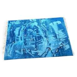Tapis en laine à design abstrait fait main extraordinaire dans le style de Kybal, années 1960.