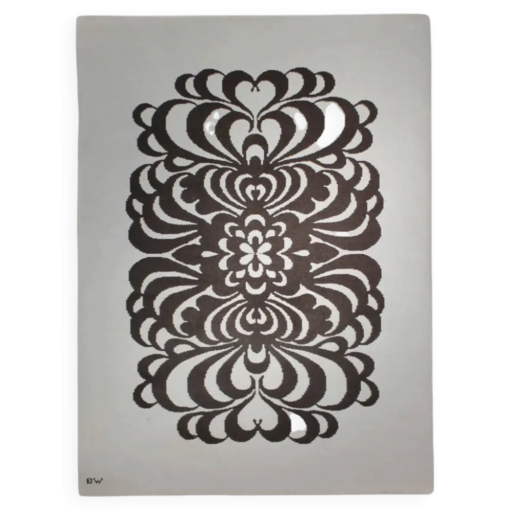 Tapis en laine double face graphique du milieu du siècle Berit Woelfer 160x240cm, signé