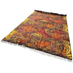 Tapis en laine exceptionnel, fait main, au motif abstrait, dans le style de Kybal, années 1960.