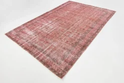 Tapis en laine fait main vintage turc rose poussiéreux oversize, 198x297 cm