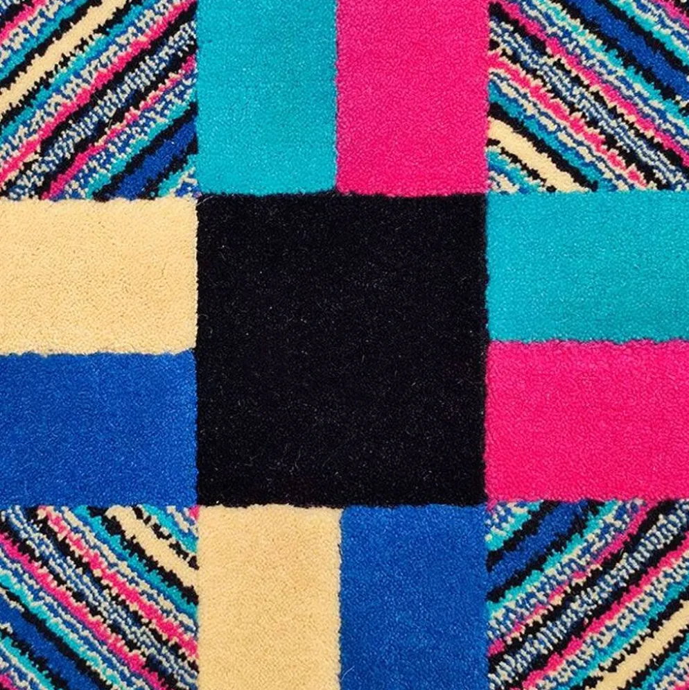 Tapis en laine géométrique "Square" d'Ottavio Missoni des années 1990, exceptionnel post-moderne italien.