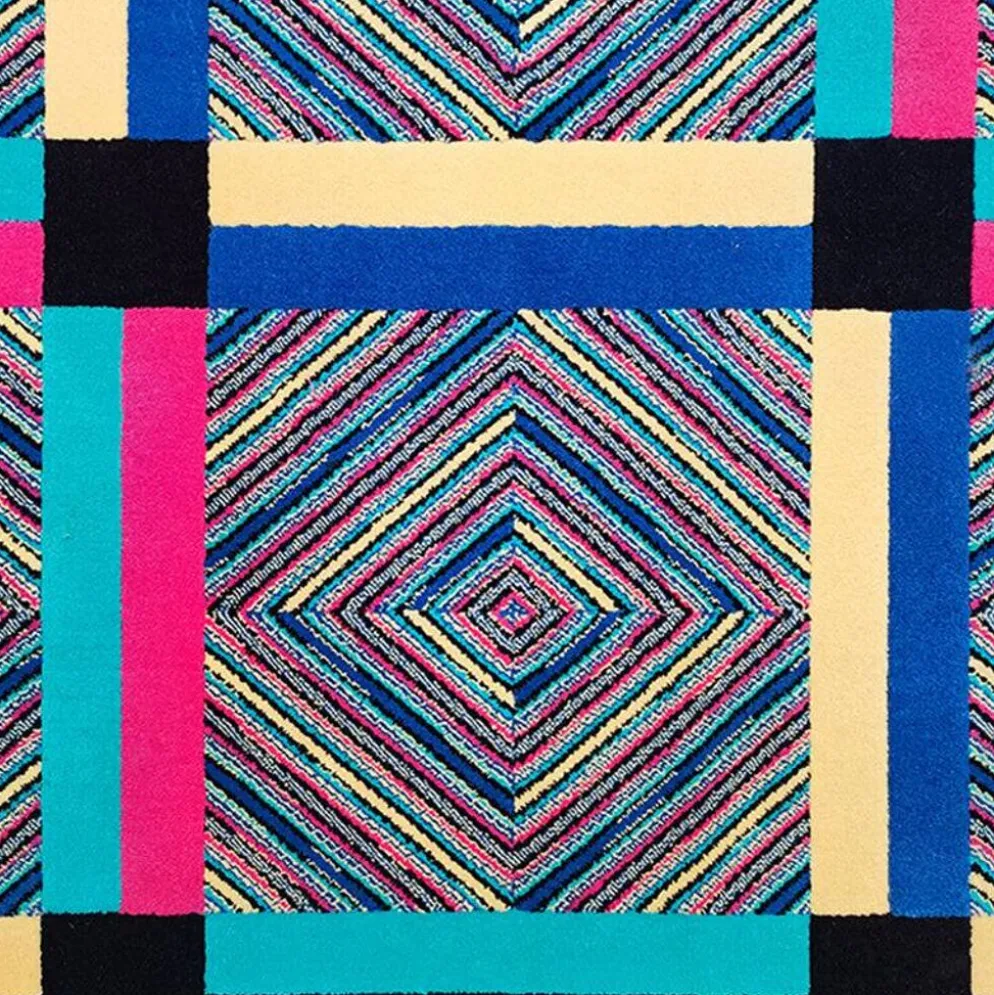 Tapis en laine géométrique "Square" d'Ottavio Missoni des années 1990, exceptionnel post-moderne italien.