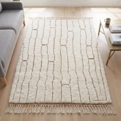 Tapis en laine naturel fait main artisanale traditionnelle taille 2.5/3.5 m