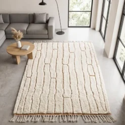 Tapis en laine naturel fait main artisanale traditionnelle taille 2.5/3.5 m