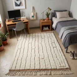 Tapis en laine naturel fait main artisanale traditionnelle taille 2.5/3.5 m