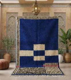 Tapis en laine naturelle fait main marocaine à motifs colorés 1,5/2,5 m