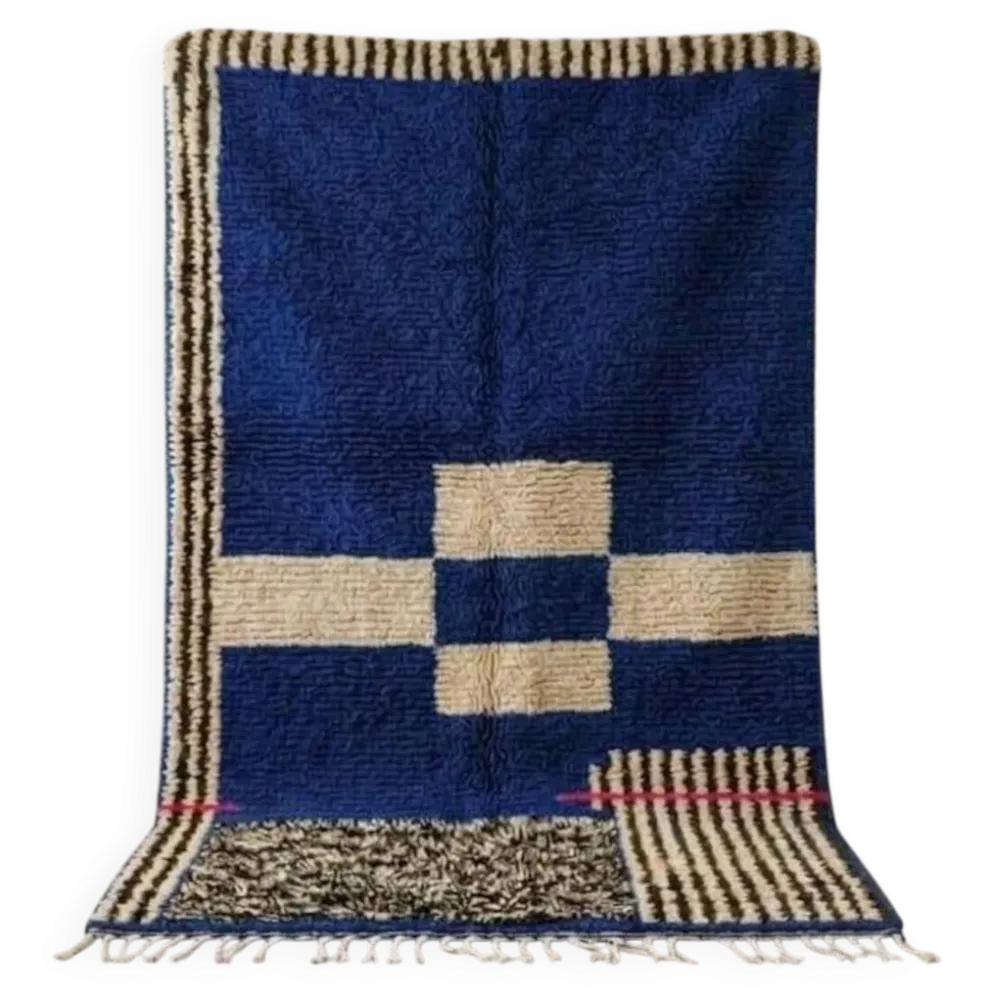 Tapis en laine naturelle fait main marocaine à motifs colorés 1,5/2,5 m