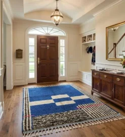 Tapis en laine naturelle fait main marocaine à motifs colorés 1,5/2,5 m