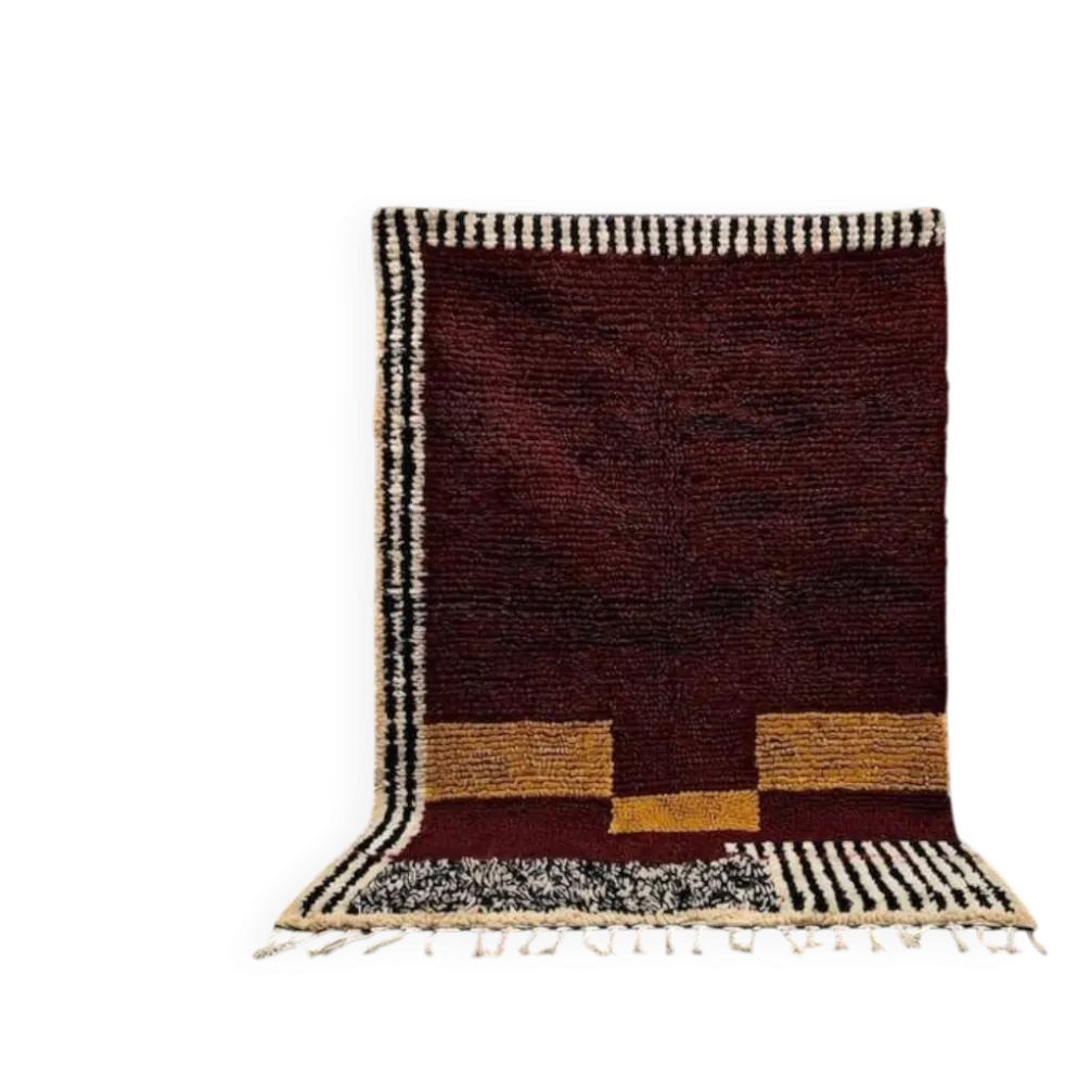 Tapis en laine naturelle tissé main artisanale bordeaux 150/250 cm