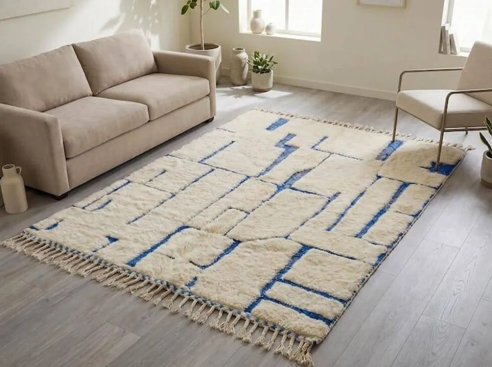 Tapis en laine naturelle tissé main traditionnelle taille 150/250 cm