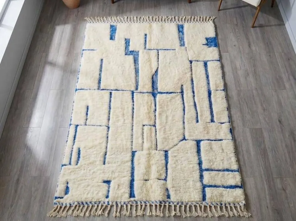 Tapis en laine naturelle tissé main traditionnelle taille 150/250 cm