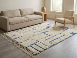 Tapis en laine naturelle tissé main traditionnelle taille 150/250 cm