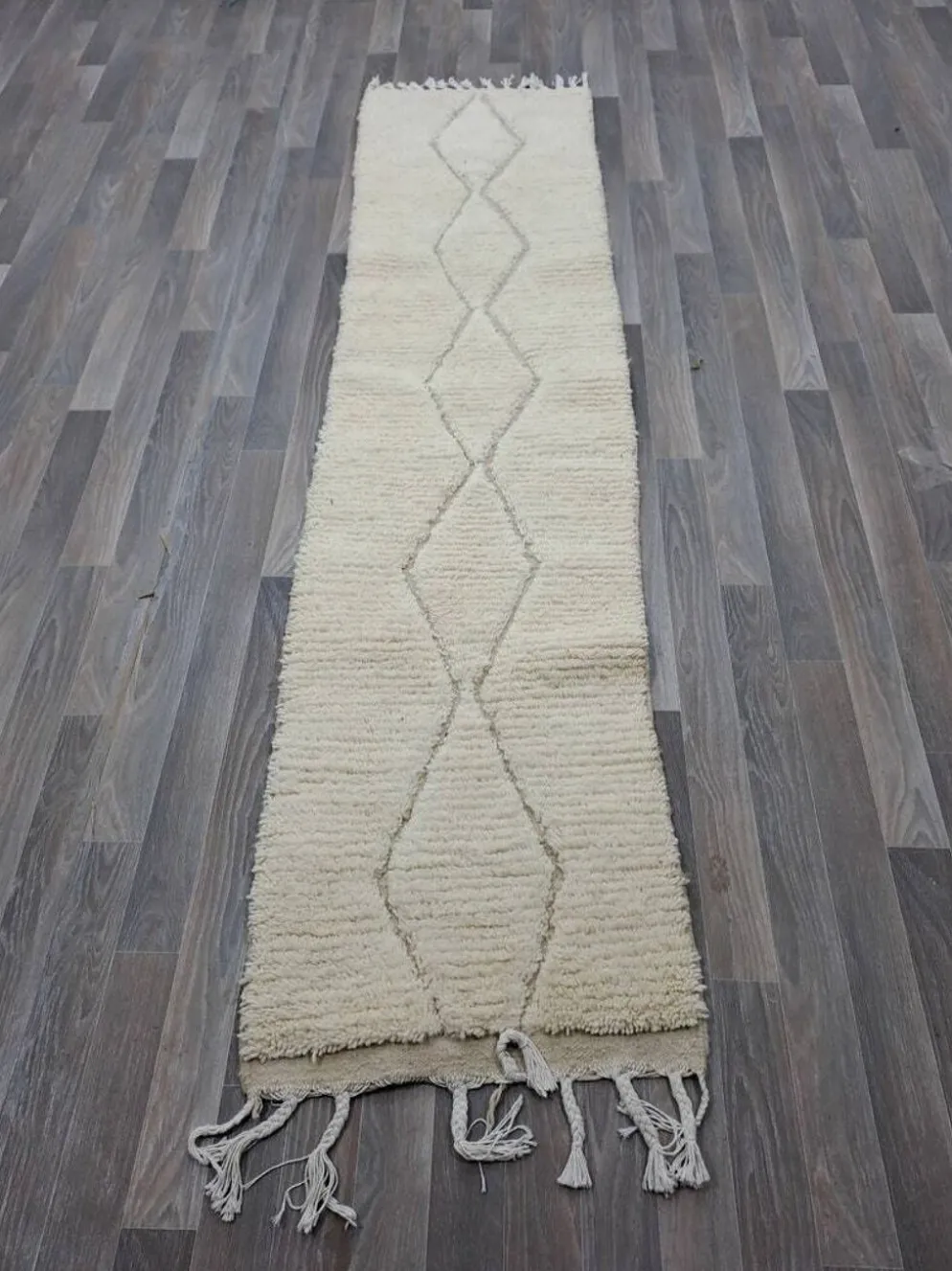 Tapis en laine naturelle traditionnelle artisanale taille 75/300 cm