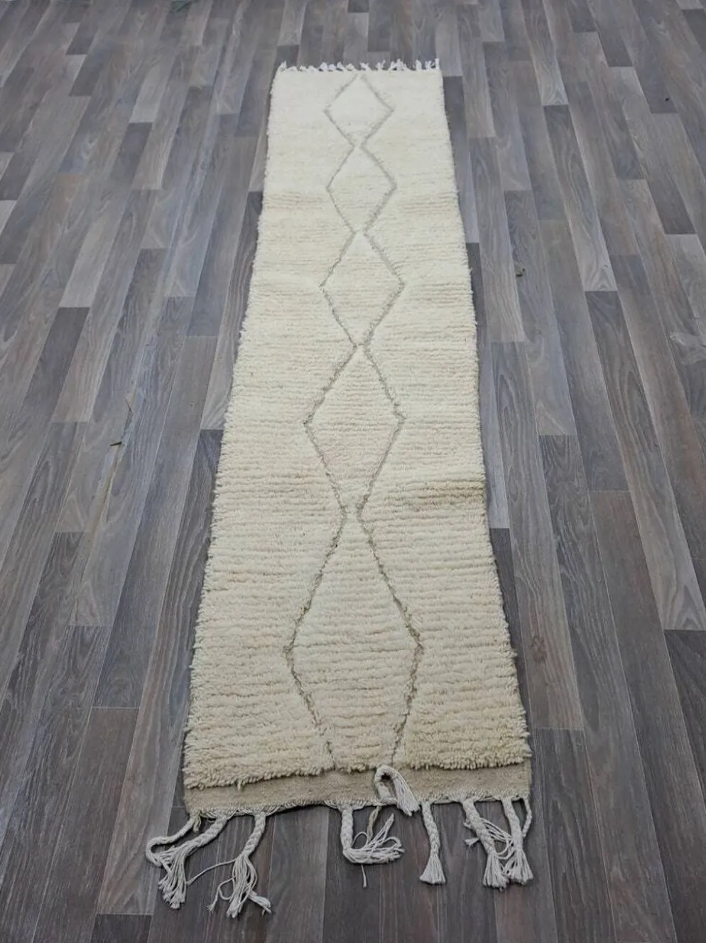 Tapis en laine naturelle traditionnelle artisanale taille 75/300 cm