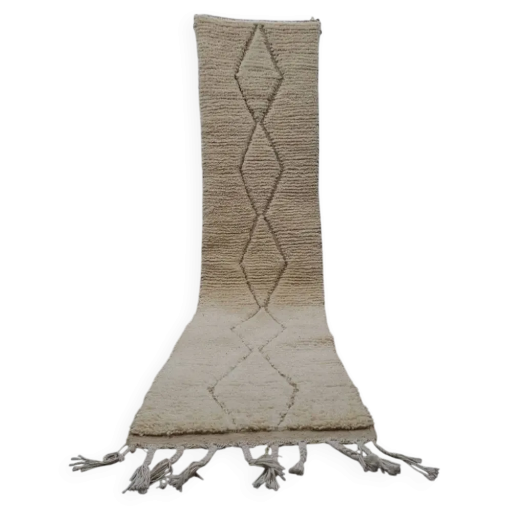 Tapis en laine naturelle traditionnelle artisanale taille 75/300 cm