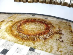 Tapis en laine OpArt moderniste abstrait d'Ege Rya, Danemark, années 1960.