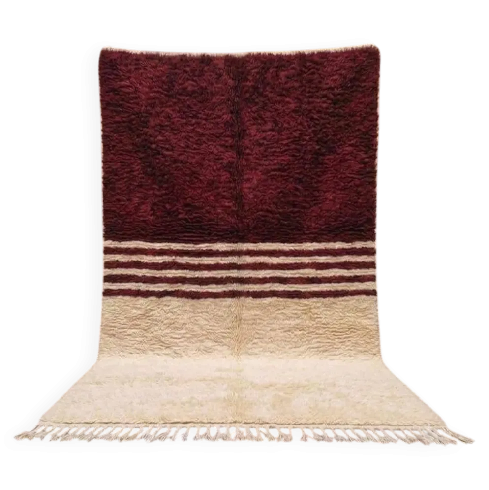 Tapis en laine pure bordeaux et blanc traditionnelle 1,5/2,5 m