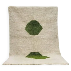 Tapis en laine pure fait main marocaine vert et blanc 1,5/2,5 m