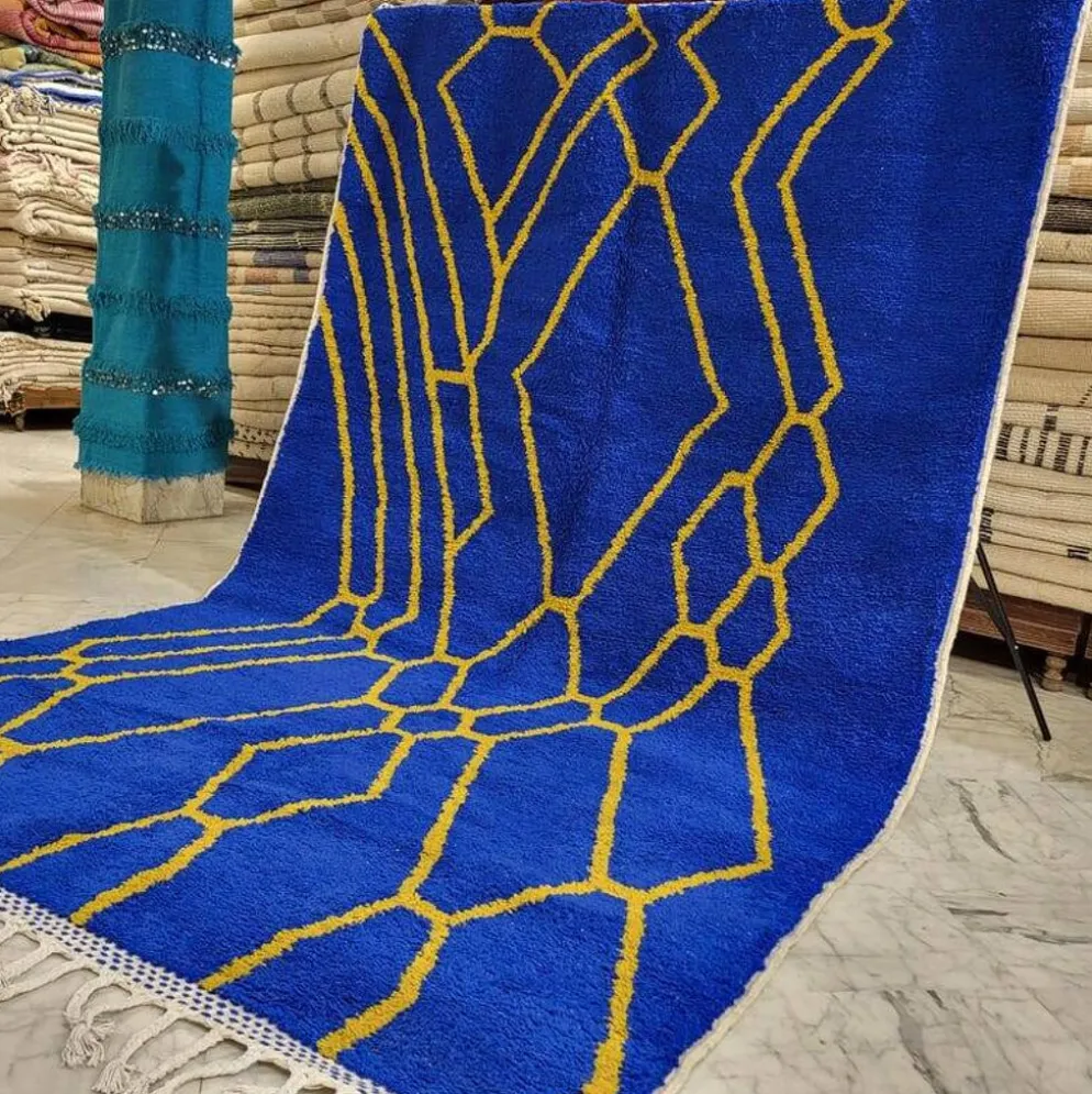 Tapis en laine pure fait main traditionnelle artisanale 2/3 m
