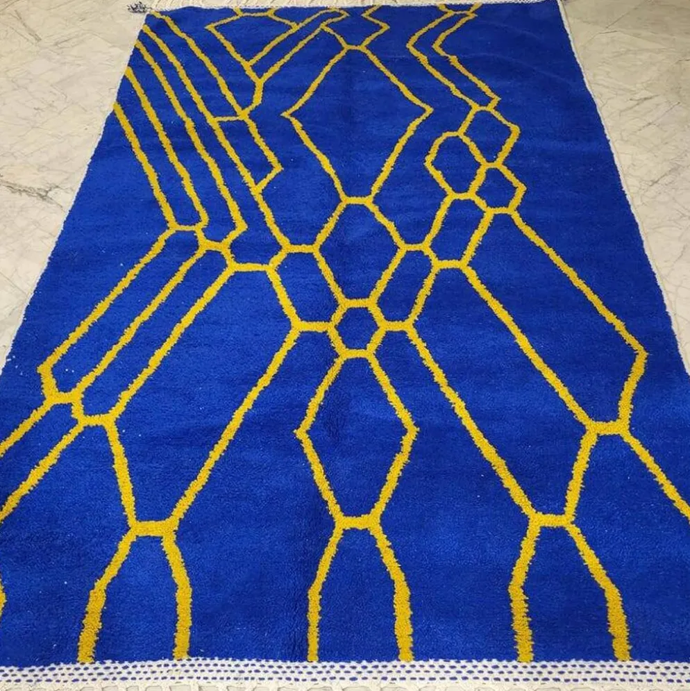 Tapis en laine pure fait main traditionnelle artisanale 2/3 m