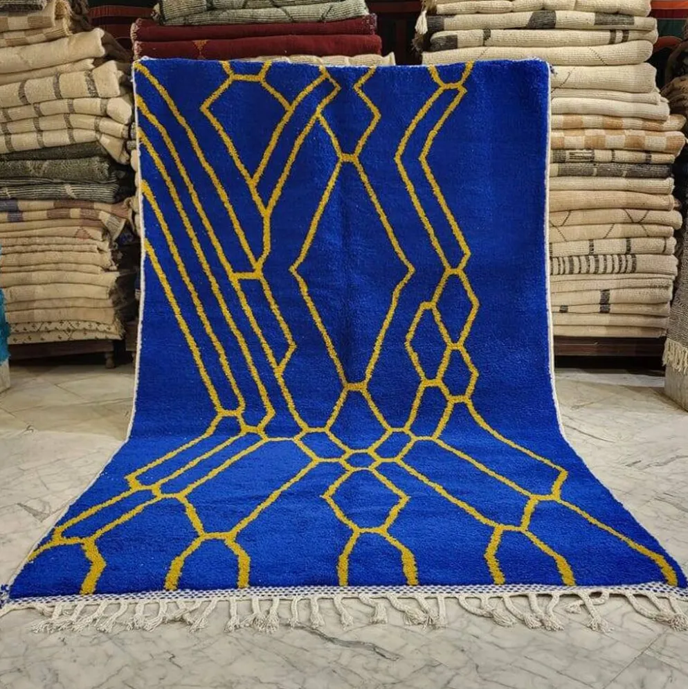 Tapis en laine pure fait main traditionnelle artisanale 2/3 m