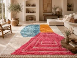 Tapis en laine pure à motifs colorés traditionnelle 1,5/2,5 m