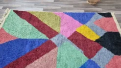 Tapis en laine pure à motifs colorés traditionnelle taille 1,5/2,5 m