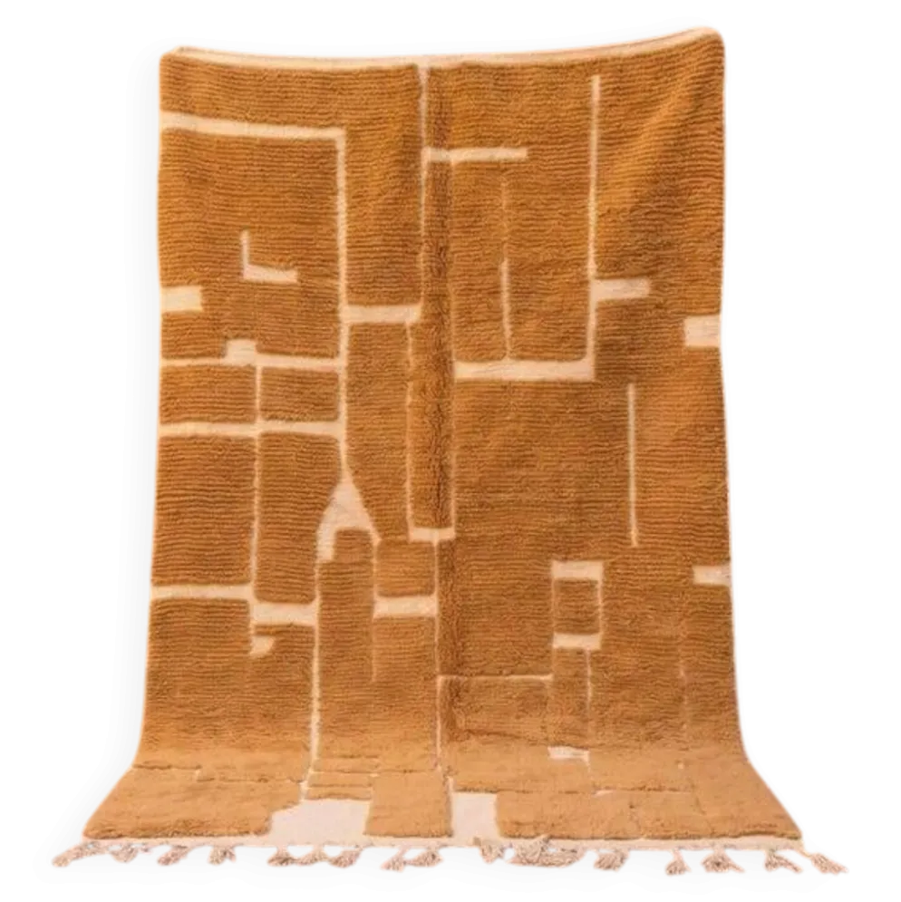 Tapis en laine pure traditionnelle moutarde 150/250 cm