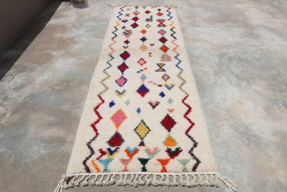 Tapis en laine tissé à la main coloré, 310 x 95 cm - R312