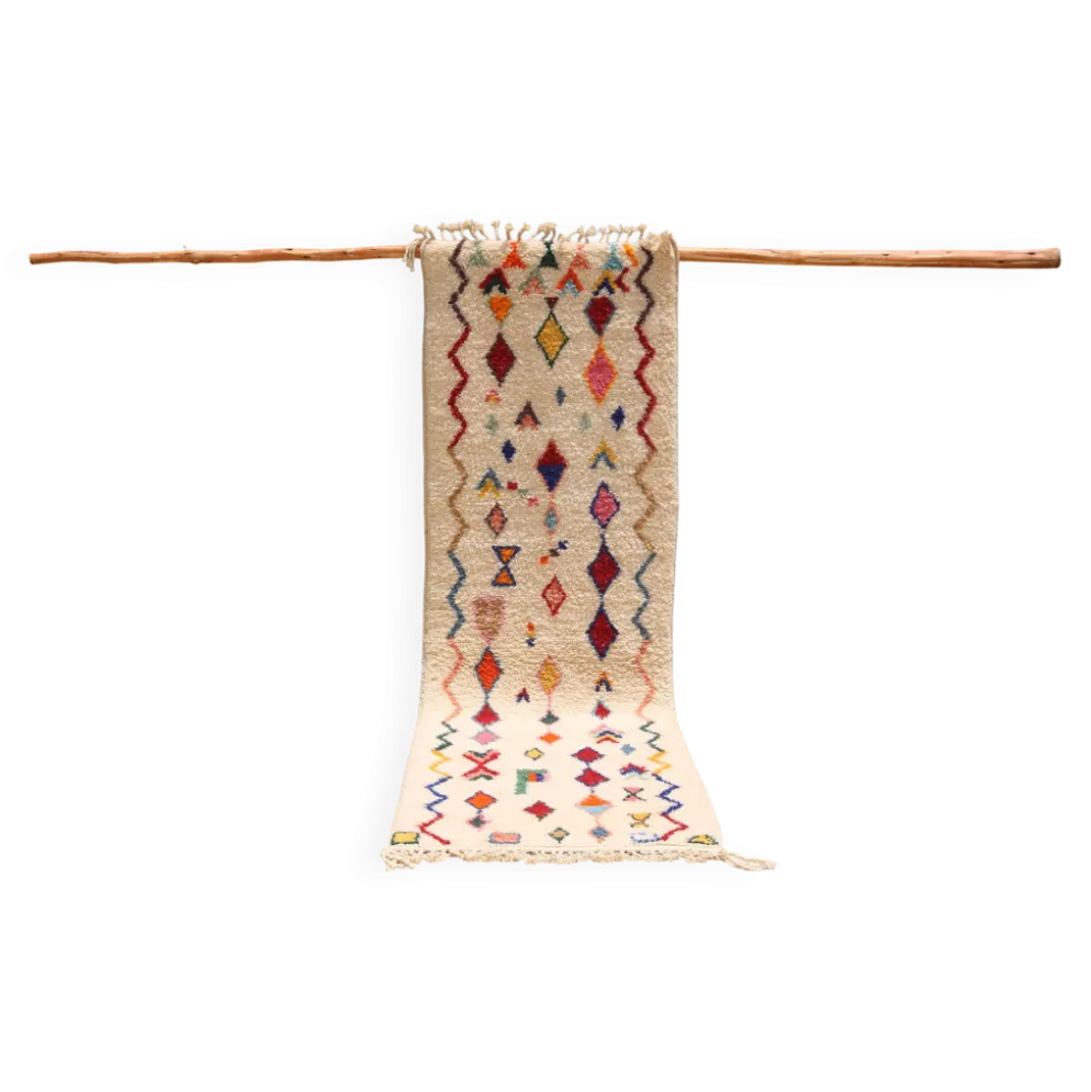 Tapis en laine tissé à la main coloré, 310 x 95 cm - R312