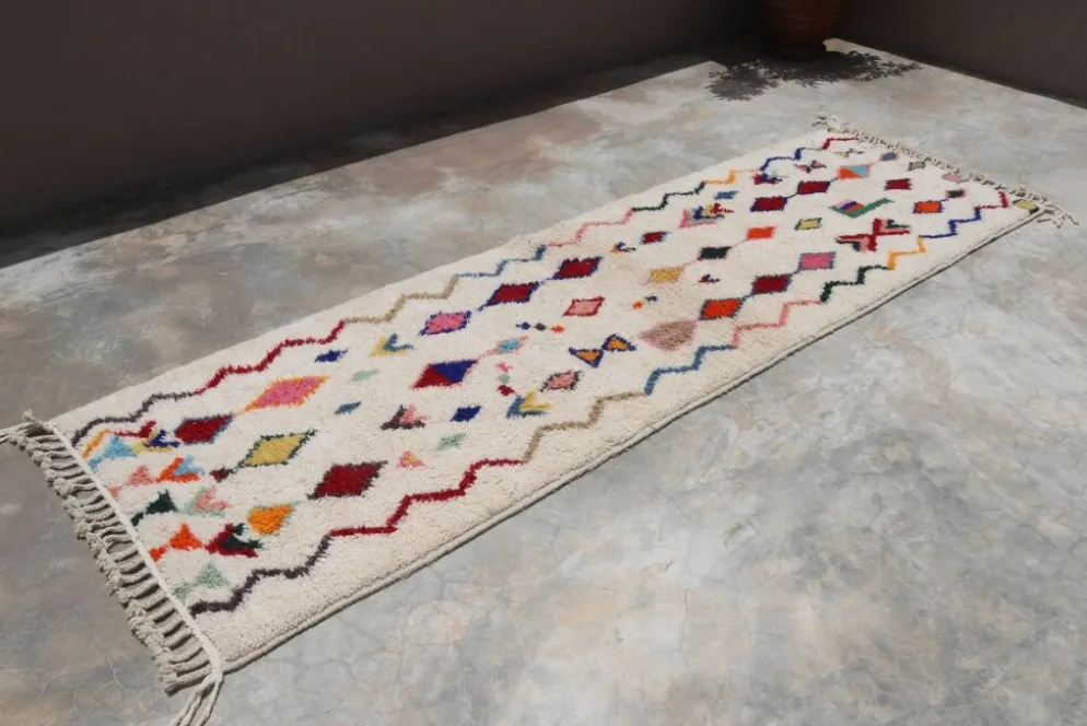 Tapis en laine tissé à la main coloré, 310 x 95 cm - R312