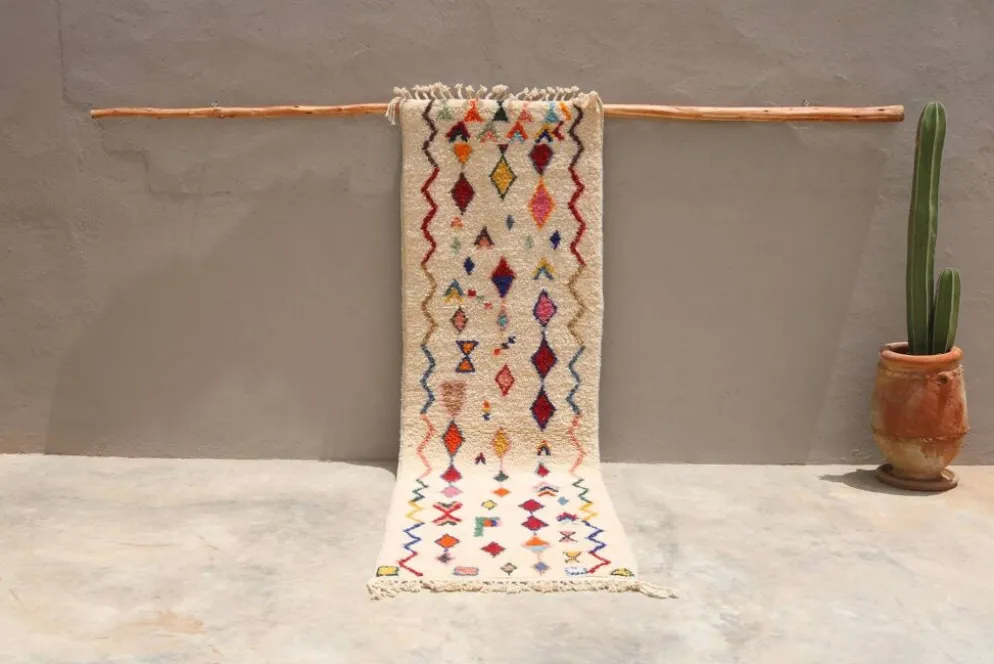 Tapis en laine tissé à la main coloré, 310 x 95 cm - R312