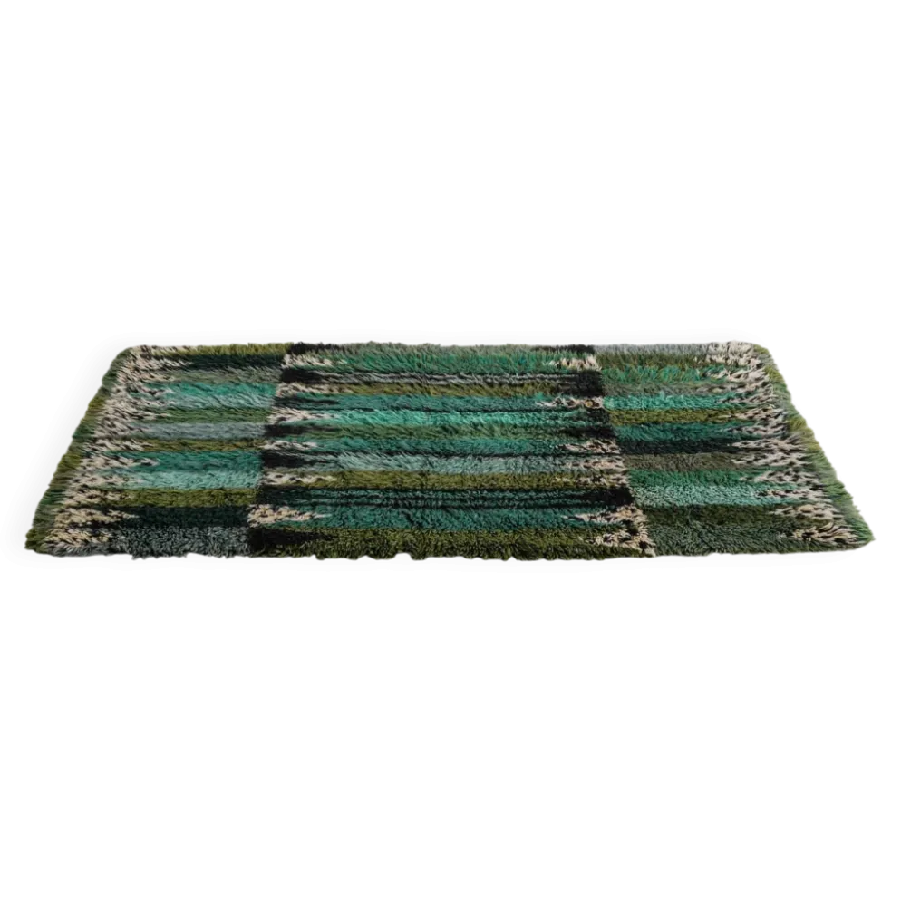 Tapis en laine tissé suédois des années 60 par Marianne Richter.