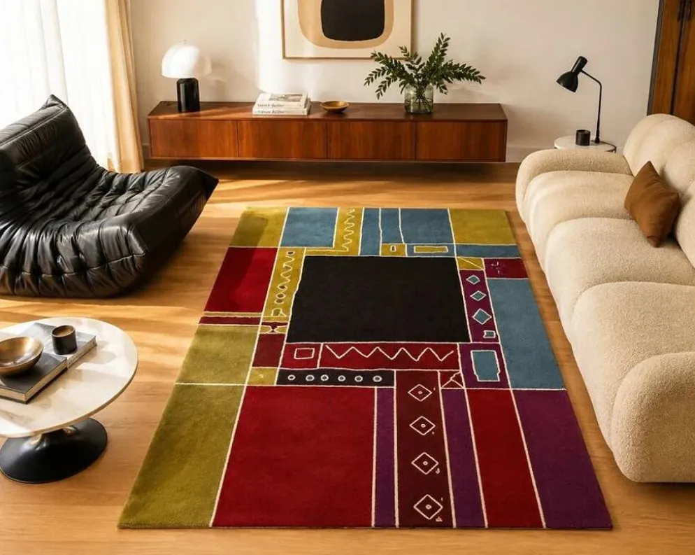 Tapis en laine tufté à la main "Krumi" de Tisca, France, années 1990.